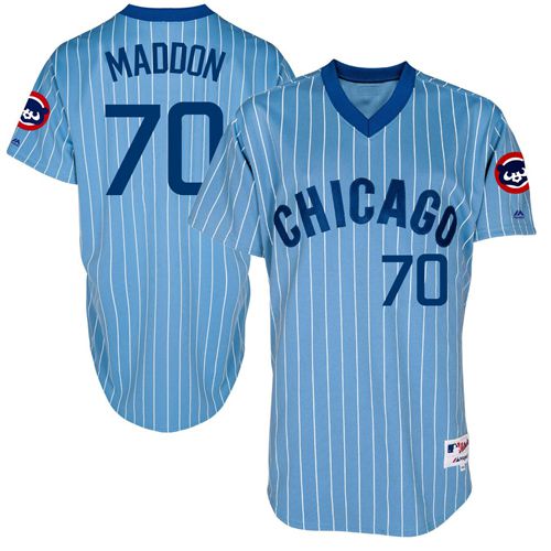 Cubs #70 Joe Maddon Blue(White Strip) Cooperstown Throwback Stitched MLB Jersey - Click Image to Close